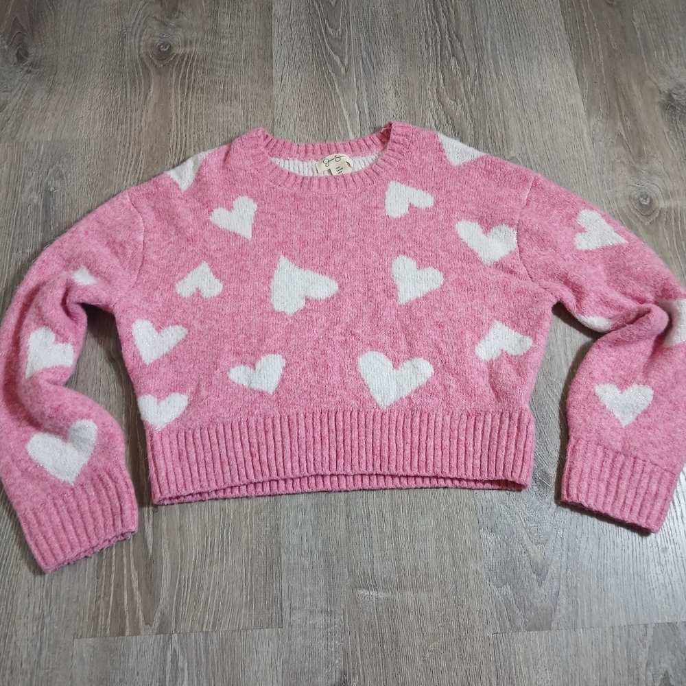 Jessica Simpson Pink and White Heart Sweater